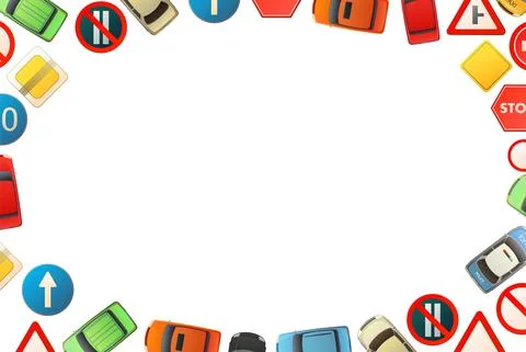 Road signs horizontal border. Auto traffic background. Specify and limit. Top Stock Illustration