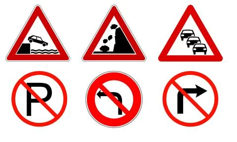 Road signs pack on white background, road signs on the white Stock Illustration