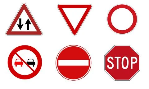 Road signs pack on white background, road signs on the white Illustrazione stock