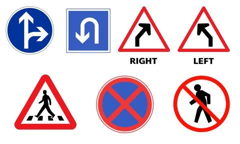 Road signs pack on white background, road signs on the white Stockillustratie