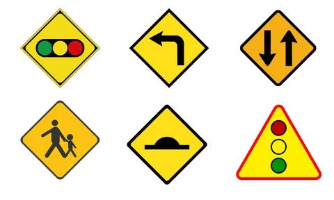 Road signs pack on white background, road signs on the white Stock Illustration