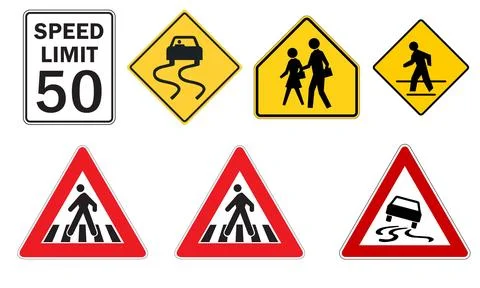 Road signs pack on white background, road signs on the white Stock Illustration