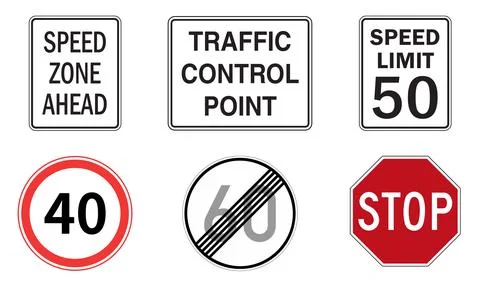 Road signs pack on white background, road signs on the white Stockillustratie