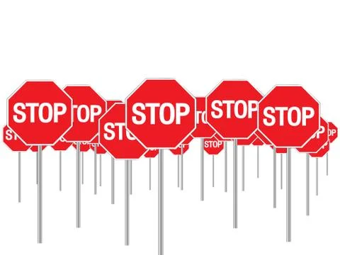 Road signs stop Illustrazione stock