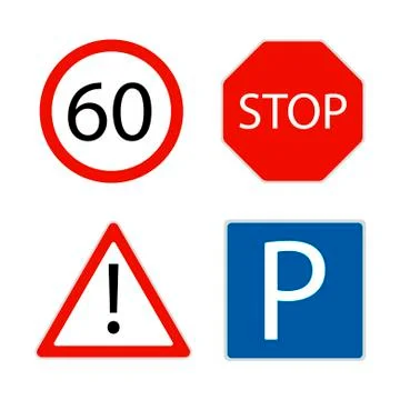 Road signs on white background. Vector illustration in trendy flat style. ESP 10 Stock Illustration