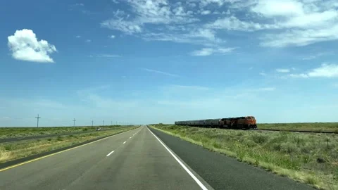 Road to Sky, Passing Train 4K Stock Footage 138032609