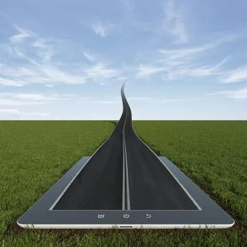 Road to the sky from tablet pc Stock Illustration
