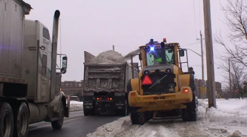 Road snow blower with heavy trucks. #6 Stock Footage 34642425