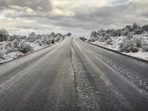 Road with snow Stock Photos