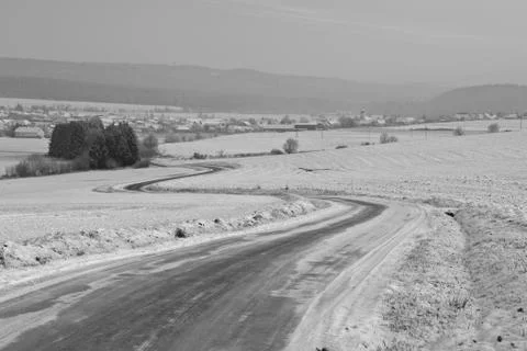 Road in snow Stock Photos