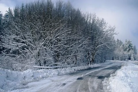 Road in snow Stock Photos