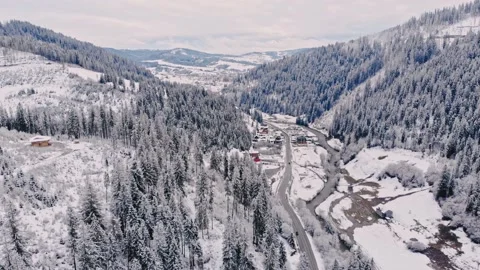 Road in snowy mountains. Stock Footage 170777562