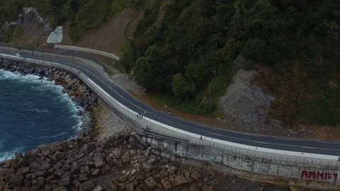 Road in Spain on the seashore Stock Footage 76353205