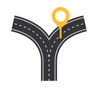 Road split with location marker. Vector illustration Stock Illustration