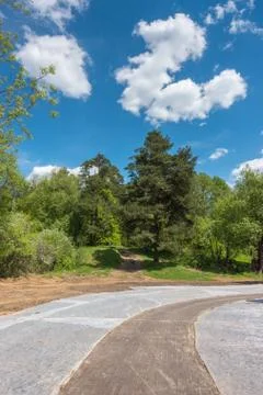 Road in the spring park Stock Photos