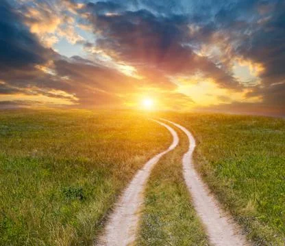 Road in steppe Stock Photos