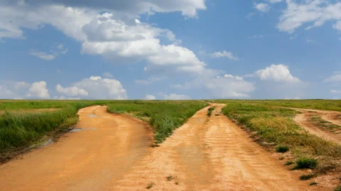 Road in a steppe time lapse scene Stock Footage 251850304