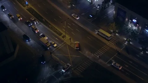 Road stoplight night timelapse Stock Footage 80194771