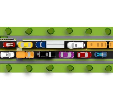 Road, street or highway with complex traffic. The transit jam. Different ma.. Stock Illustration