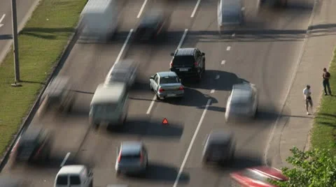 Road street traffic accident with two car collision, timelapse Stock Footage