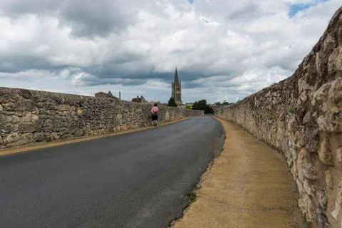 Road with stroller saint-emilion Stock Photos