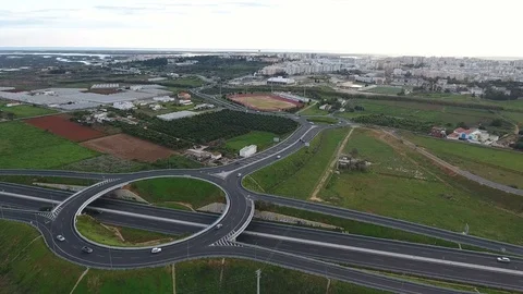 Road structure, ring road in city Faro. Portugal algarve Stock Footage