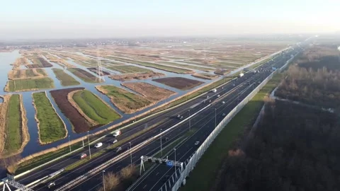 Road structure seen from above in the shape of a cloverleaf for traffic. Stock Footage 168456667