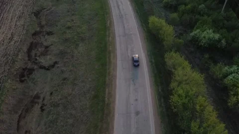 Road. Sunset. Drone video. Stock Footage 154902261
