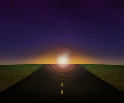Road to sunset Stock Illustration