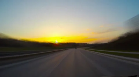 Road at sunset, time-lapse Stock Footage 37718861
