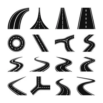Road Svg Bundle, road Vector clipart Silhouette, highway, Street Svg Stock Illustration