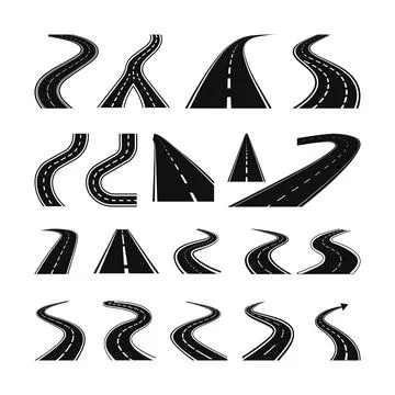 Road Svg Bundle, road Vector clipart Silhouette, highway Silhouette, Street Svg Stock Illustration