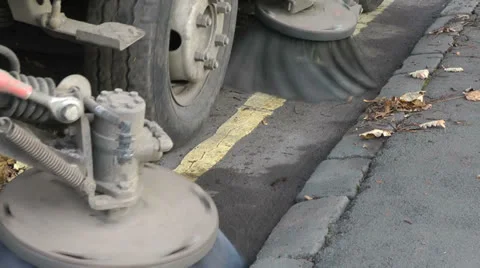 Road Sweeper Clearing Leaves 3 Stock Footage 23559458