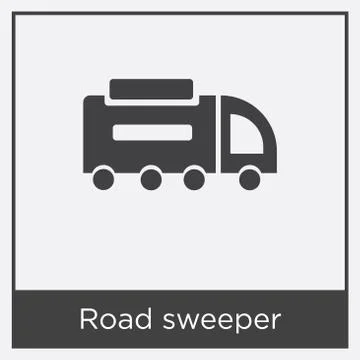 Road sweeper icon isolated on white background Free Stock Illustration