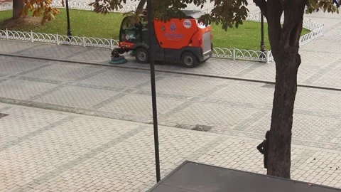 Road Sweeping Cleaning Machine Stock Footage 90232638