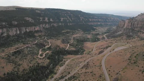 Road switchbacks on mountainside Stock Footage 166463483