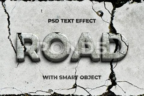 ROAD TEXTURE EDITABLE TEXT EFFECT MOCKUP Modello PSD
