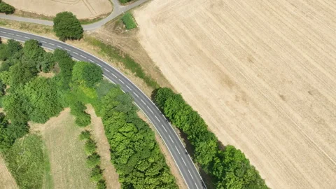 Road through agricultural fields Stock Footage 340148286