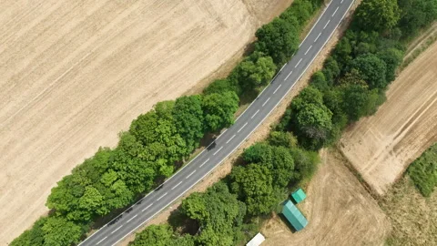 Road through agricultural fields Stock Footage 340148313