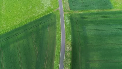 Road through agricultural fields - tracking shot Видео 108730719