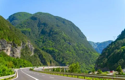 Road through the alps Stock Photos