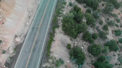 Road through the Bryce Canyon in summer season, aerial view from drone Stock Footage 139443543