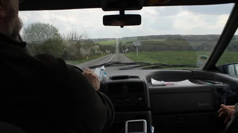 Road through car windscreen Stock Footage 4280862