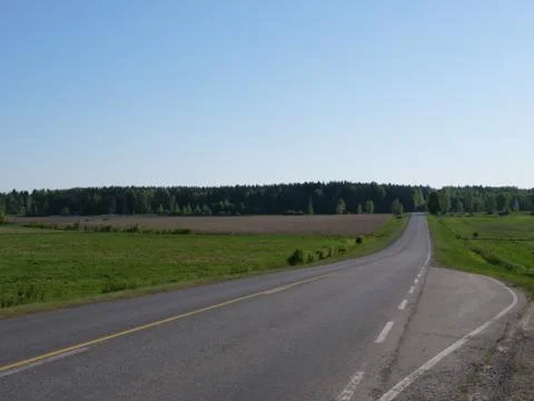 Road through fields Foto stock