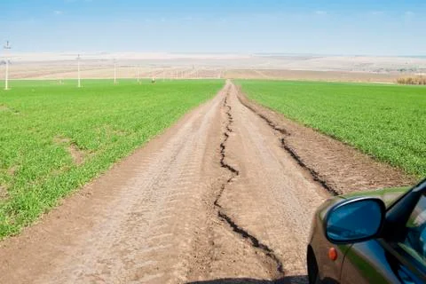 Road through the fields Stock Photos