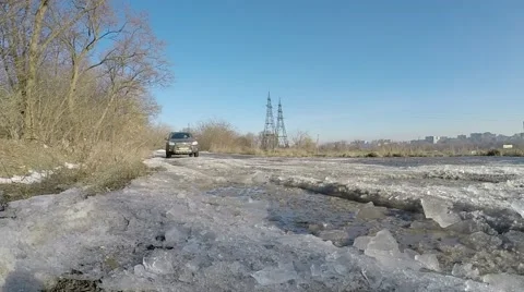 The road through the forest. City in the background. Video stock 59991305