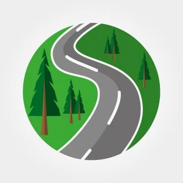 Road through the forest. Logotype. Badge. Stock Illustration