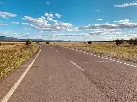 Road through green fields Stock Photos