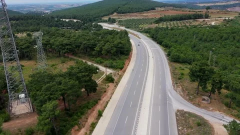 Road through green trees and mountains Stock Footage 148531150