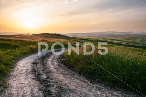 Road through the hills in tuscany Stock Photos